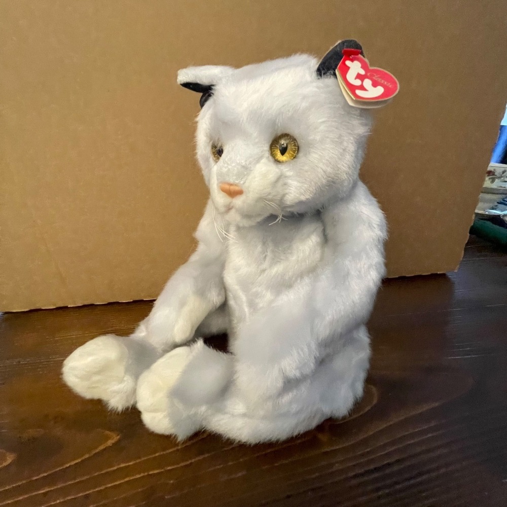 Ty Classics Pearl‎ the Gray Cat - 2000 Retired Large 15 Inch Plush MWMT